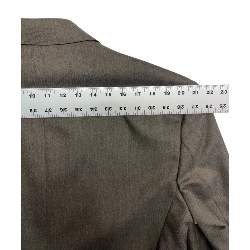 vtg 90s Fiorvanti 42L 36x32 Taupe Herringbone Double Breasted 2pc Pant Suit USA